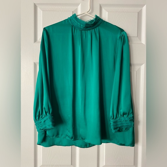 Ladies ZARA Green High Collar Blouse (Medium) - Picture 1 of 7